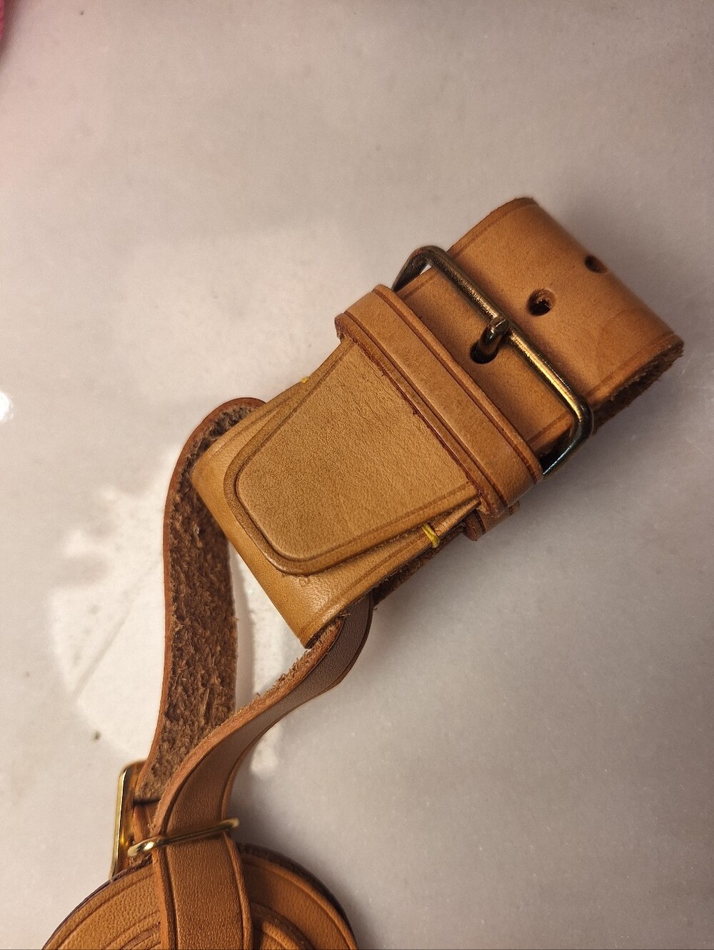 Louis Vuitton Tan Leather Luggage Tag EUC - Picture 4 of 5